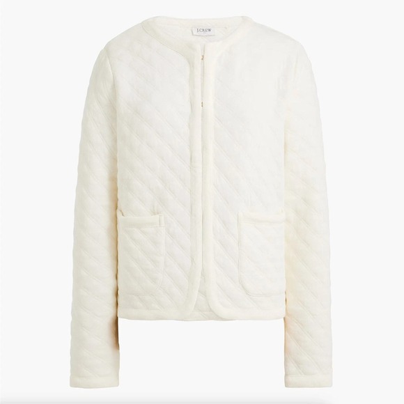 J. Crew Factory Quilted Jacket 3X Ivory Quilted Hook & Eye Closure NWT Lady Prep - Picture 1 of 12